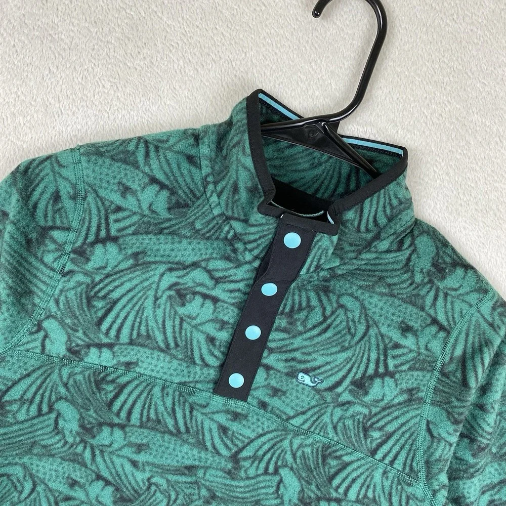 NWT Vineyard Vines Harbor Fleece Quarter Snap Pullover Boys M Turf Green Preppy